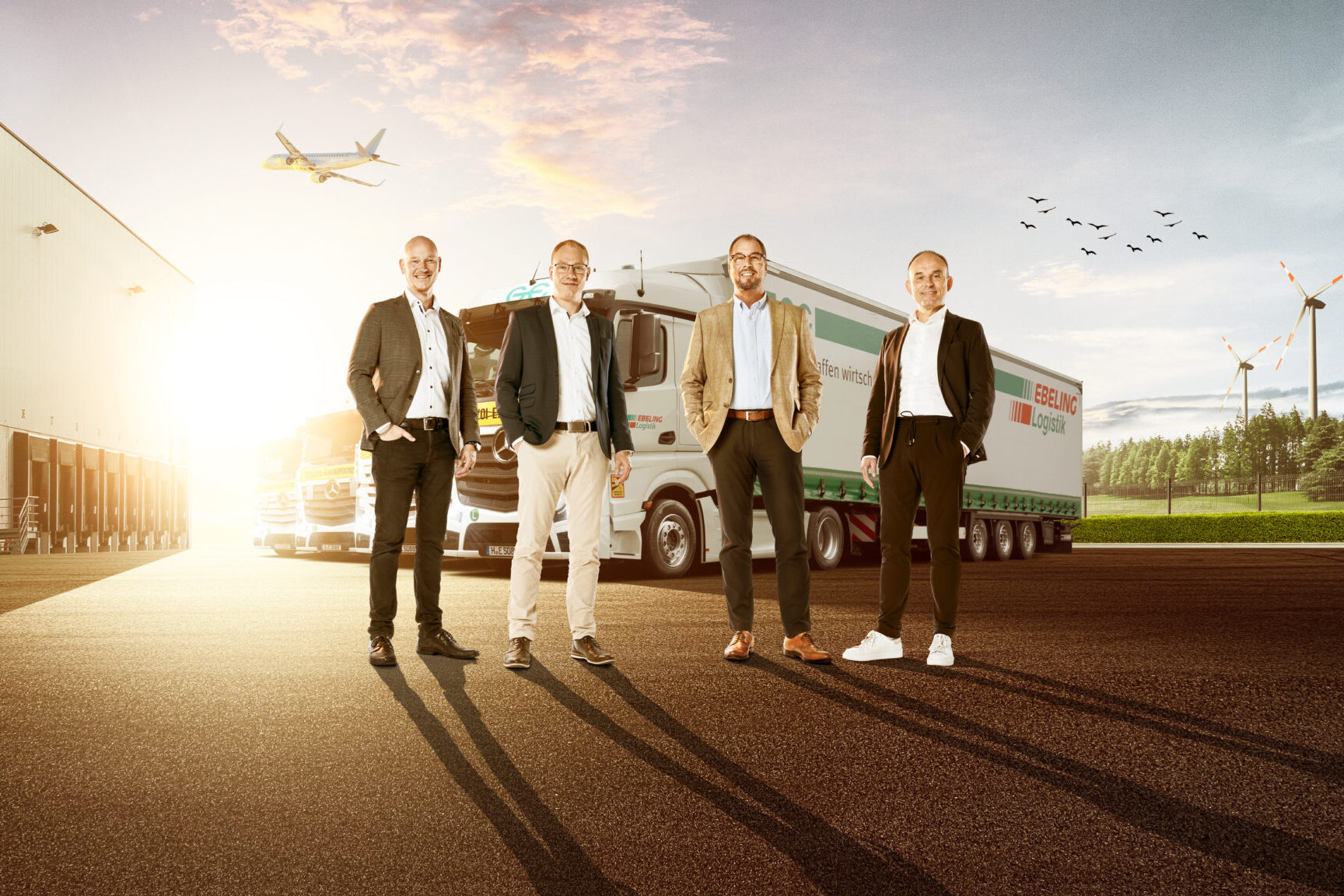 Panorama empty asphalt road and tarmac floor. Sunrise scene.